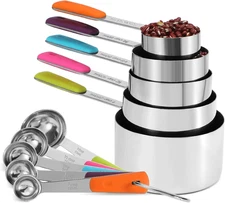 Measuring Cups and Spoons Set Stainless Steel 10 Piece for Cooking and Baking