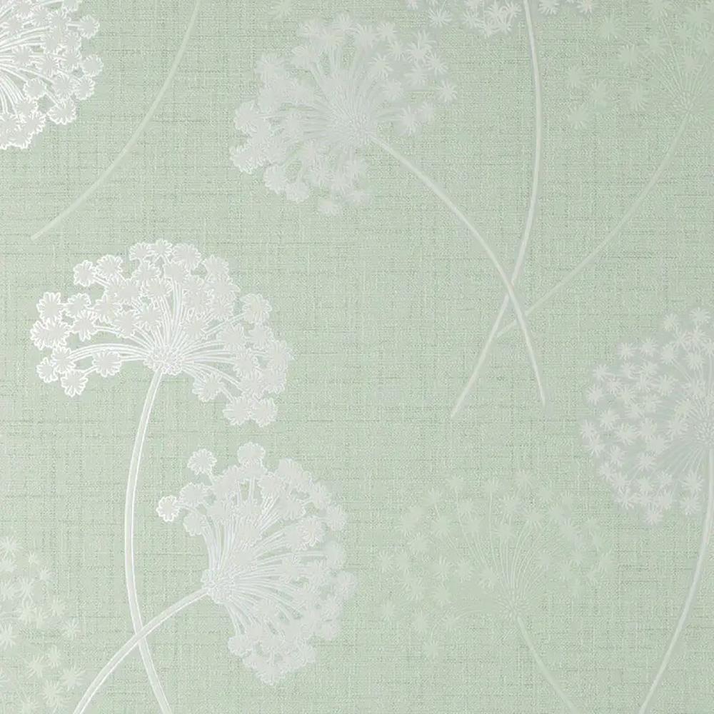 Fine Decor Grace Allium Green Silver Wallpaper Floral Metallic Textured Vinyl