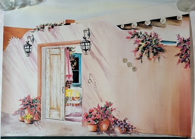 Vtg 1990 Marcy R. Chapman ''Secluded Courtyard'' Art Print Litho Approx 22'' X 30''