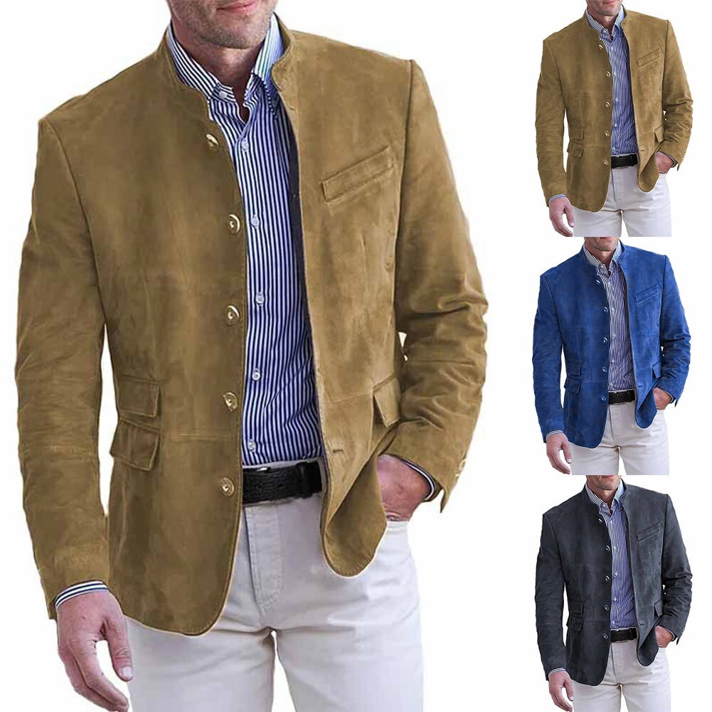 FILA Giacche eleganti da uomo autunno inverno stand colletto in blazer vintage stile britannico