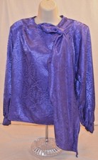 VTG 80s Purple Ascot Secretary Blouse Sonya Ratay San Andre Womans 6 Made in USA