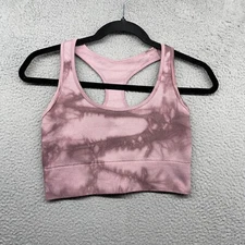 French Laundry Womens Sports Bra Pink Tie Dye Seamless Racerback Stretch Size S