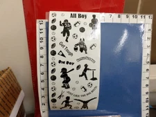 Sticker Roll of 31 silhouette sheets all boy sport big tough league ball    34v