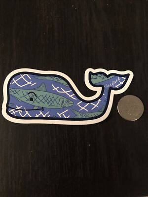 New Vineyard Vines Fish Whale Sticker Hydroflask Yeti Car Decal