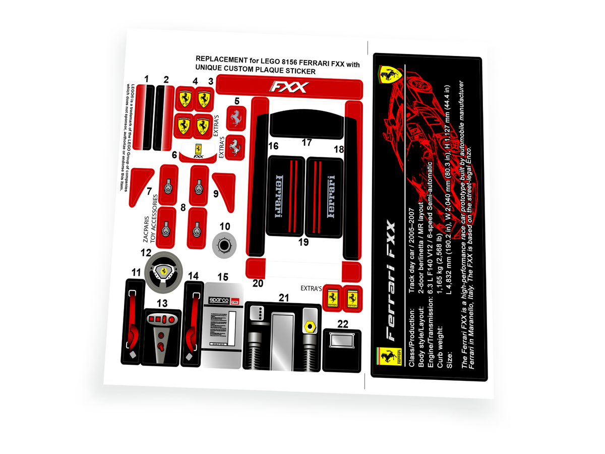 REPLACEMENT STICKERS for Set 8156 FERRARI FXX TOYS MODELS ETC | eBay REPLACEMENT STICKERS for Set 8156 FERRARI FXX TOYS MODELS ETC | eBay