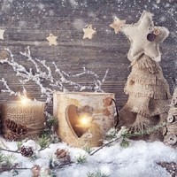 "20 Servietten \"Natural X-Mas\" Shabby*Kerze* Stern Holzwand*33X33 Weihnachten"