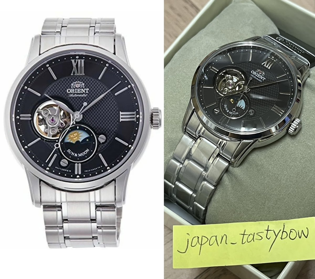 ORIENT Classic Semi Skeleton SUN MOON Mechanical Watch RN-AS0001B Men's