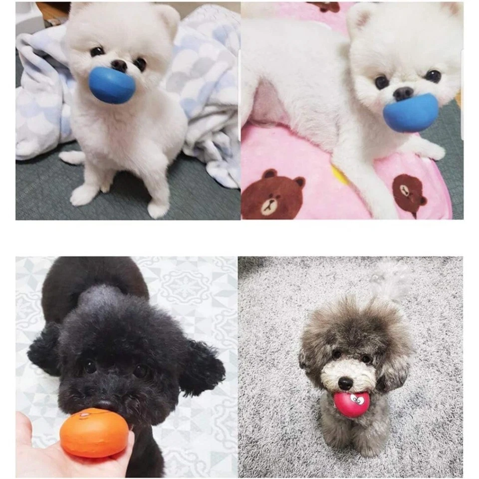 6 Pcs/Set Smile Face Dog Squeaky Toys Soft Latex Squeak Balls for Puppy - Image 4 of 4