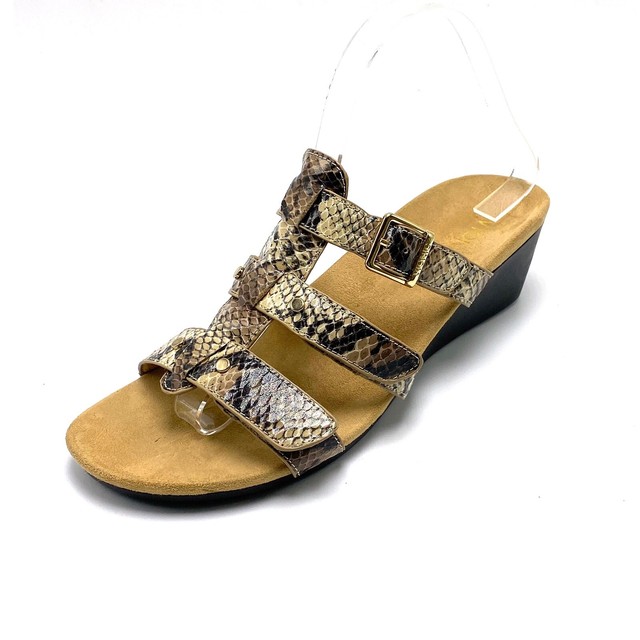 VIONIC Radiant Women's Sz 8 Snake Print Leather Wedge Strap Sandals Adjustable | eBay