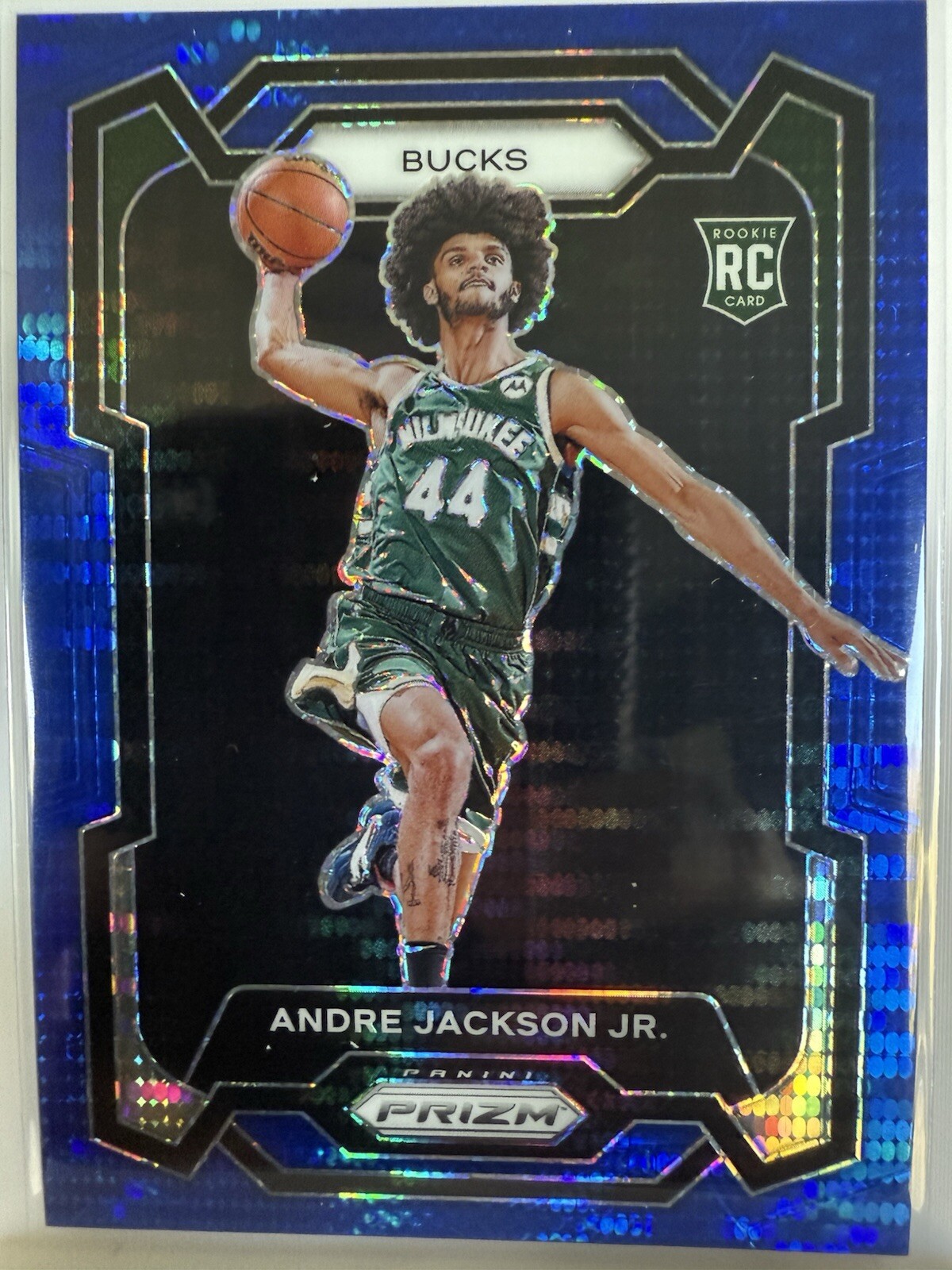 2023-24 Panini Prizm Blue Seismic Prizm /99 Andre Jackson Jr #131 Rookie RC