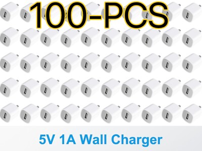 100x USB 1A Power Adapter AC Home Wall Charger US Plug FOR iPhone 6 7 8PLUS ipod