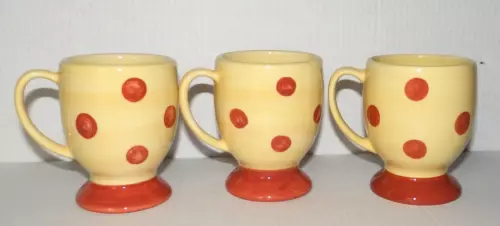 Lot Of 3 Gail Pittman SIENA POLKA DOT Footed Mugs Southern Living
