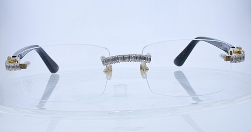 CARTIER GLASSES ICED OUT EMERLAD AND ROUND VS LAB DIAMONDS SET IN 10K GOLD - Picture 4 of 9