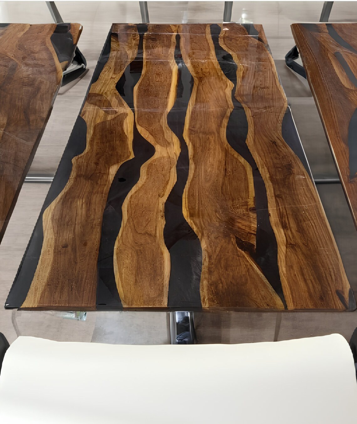 Black Epoxy Live Edge Wood Custom Dining Center Coffee Table Top Home Decor Arts