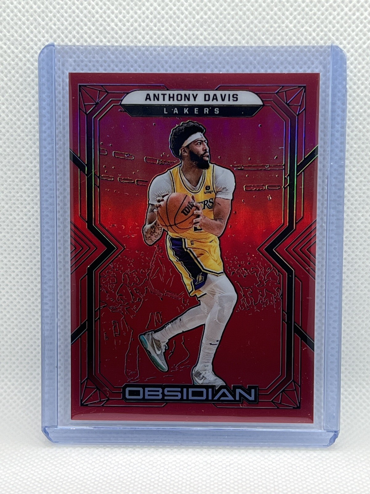 2021-22 Panini Obsidian #3 Anthony Davis Electric Etch Red Flood