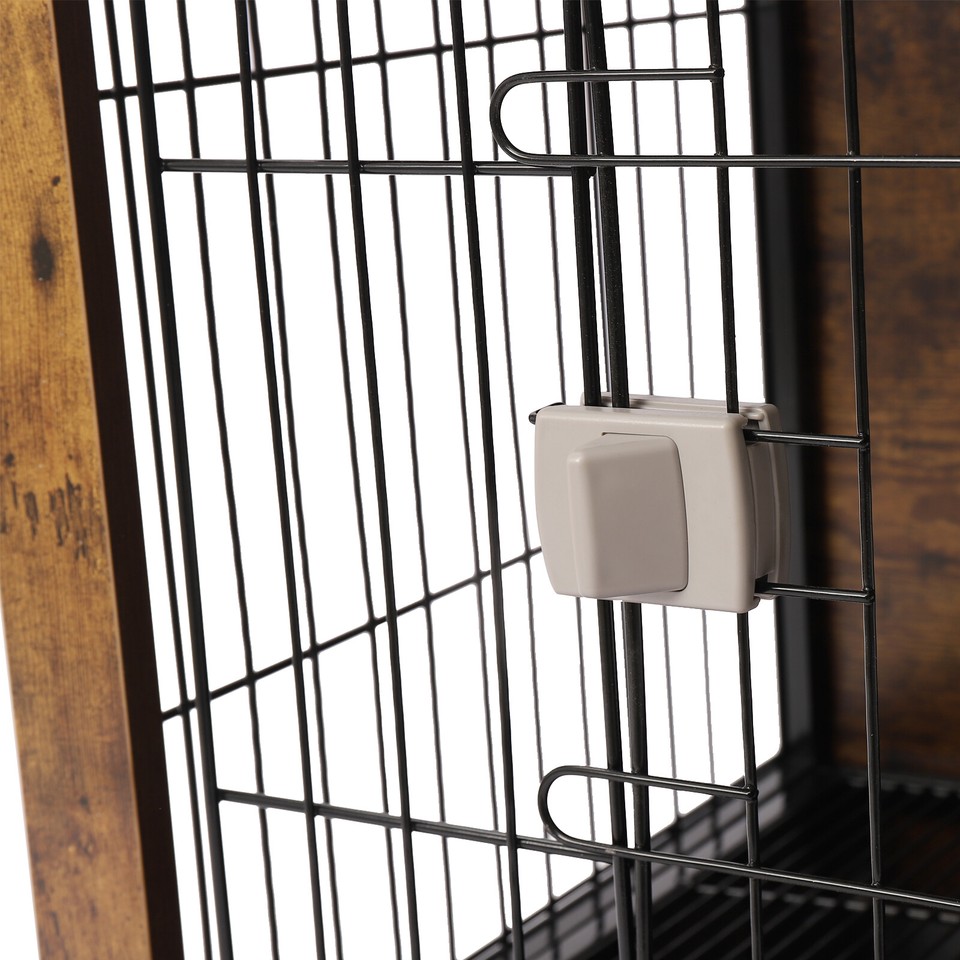 Indoor Wooden Dog Crate Cage Furniture Table Pet House Kennel Double