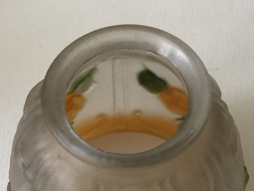 Antik verziert geformtes Glas LAMPE Lichtschirm Art Deco orange Blumen Swag 2 1/4"" - Bild 4 von 4