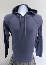 Vince Men's Small Hoodie Designer Modern Solid Blue Drawstring