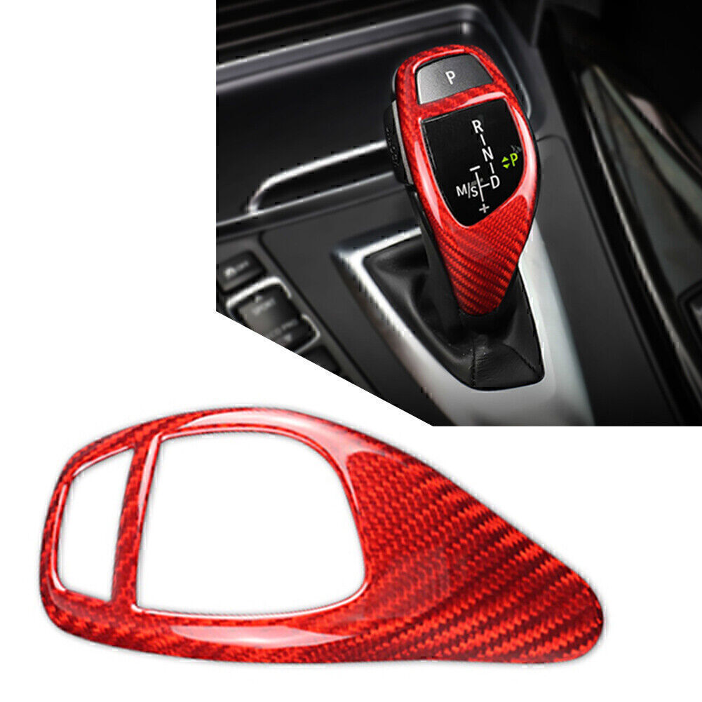 Carbon Fiber Red Gear Shift Knob Cover For BMW 1 2 3 4 5 6 Series X3 X5 X4 US