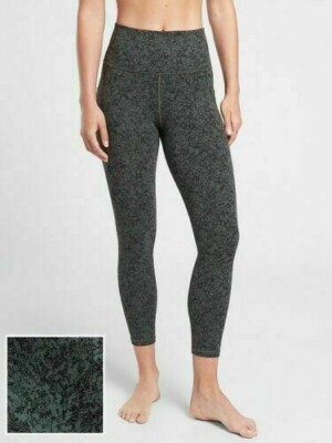 ATHLETA XSP Salutation Stash Pocket II Textured 7/8 Tight XS Bali Green $59.99