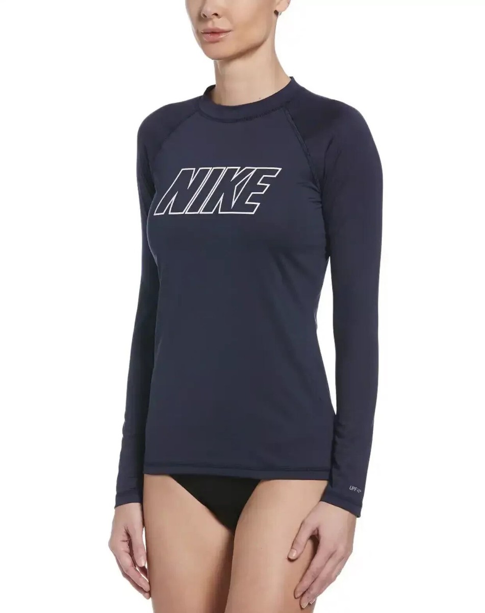Nike Women's Standard UPF +40 Long Sleeve Rashguard Swim Tee L