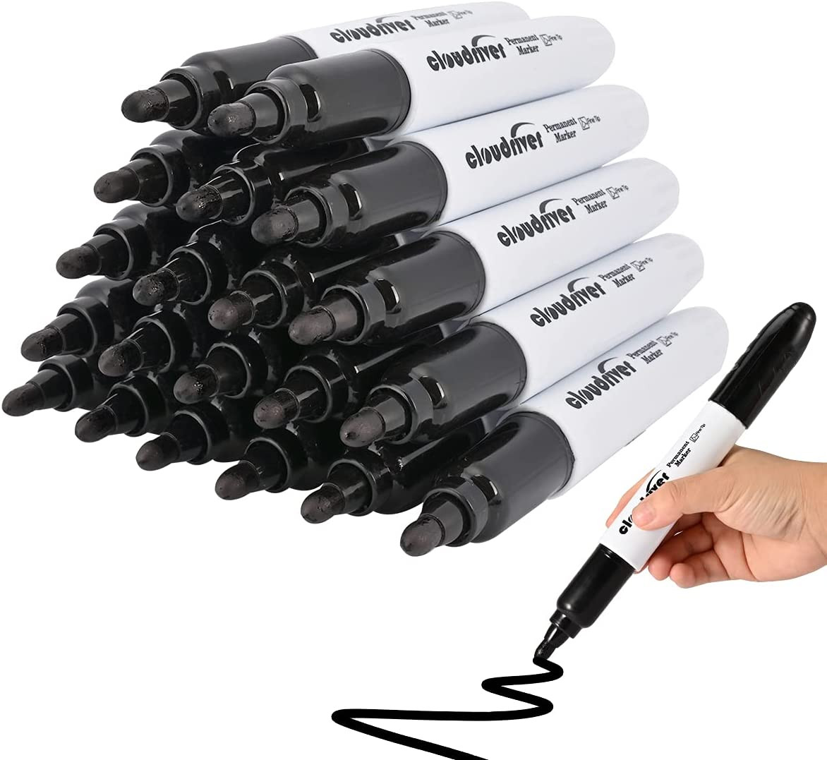 20 Pack Jumbo Size Permanent Markers Large Permanent Markers King Black NEW