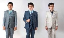 Boys 6 Piece Sharkskin Suit Kids Children Formal Wedding Ring Bearer Suits