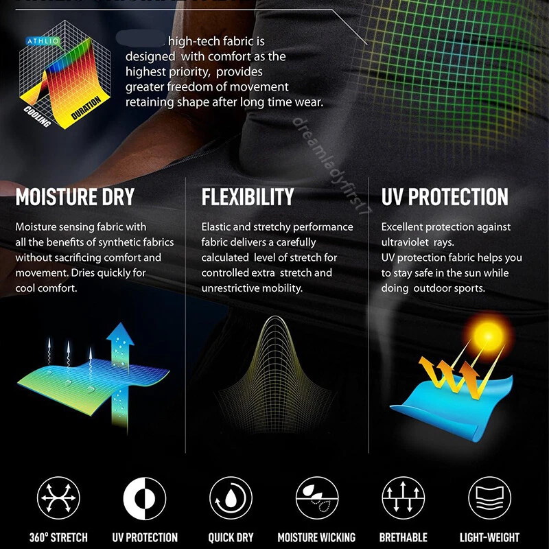 Men Compression Base Layer Dry Fit Athletic Short Sleeve Sport Gym Workout Shirt - Image 4 of 4