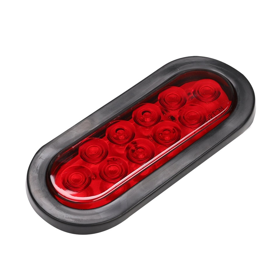 6X Red 6 Oval Trailer Lights 10 LED Truck Sealed Stop Turn Tail W/Grommet Plug - Foto 5