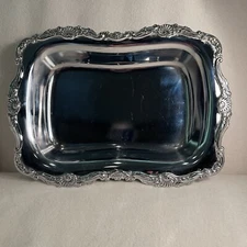 Vtg Shelton Ware Silver Serving Platter W/ Carved Shell details On Edges