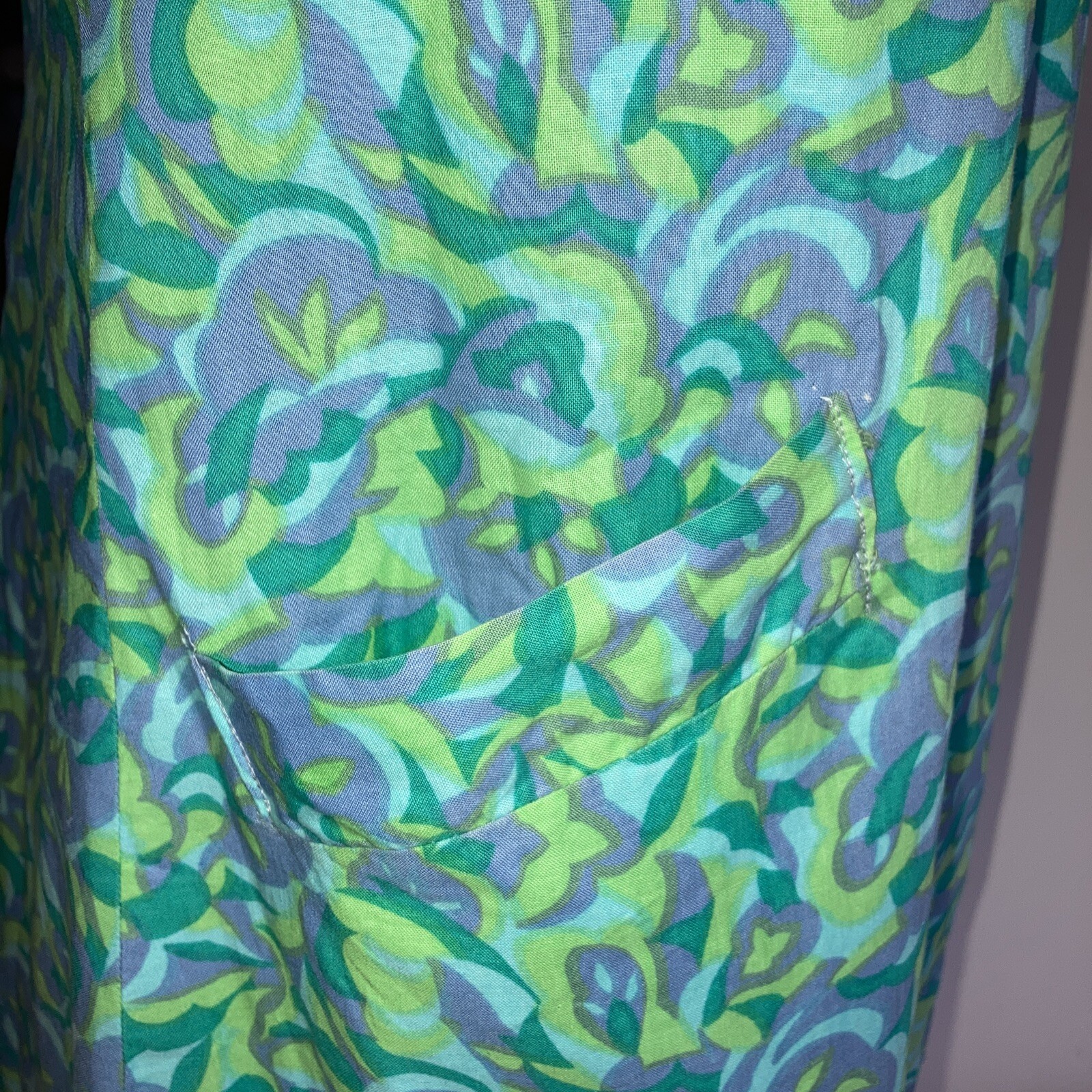 Vintage Late 1960s/Early 70s Cotton Dress, Goodwood? Pit to Pit 18.5" approx 6