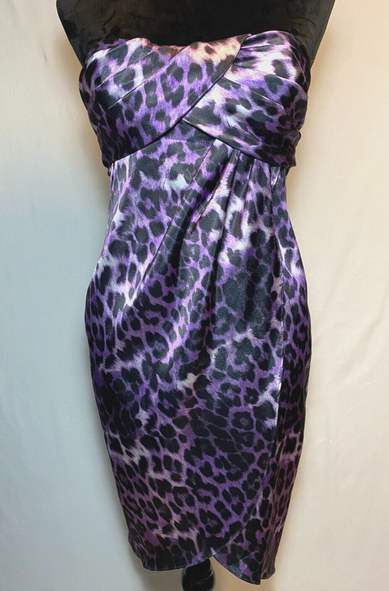 strapless open back dress Amarra 89395 Leopard Cheetah Print Satin Gown