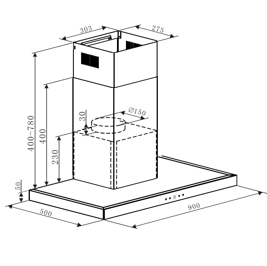 Cookology Chimney Cooker Hood 90cm T-Shape Extractor Fan - S/Steel ...