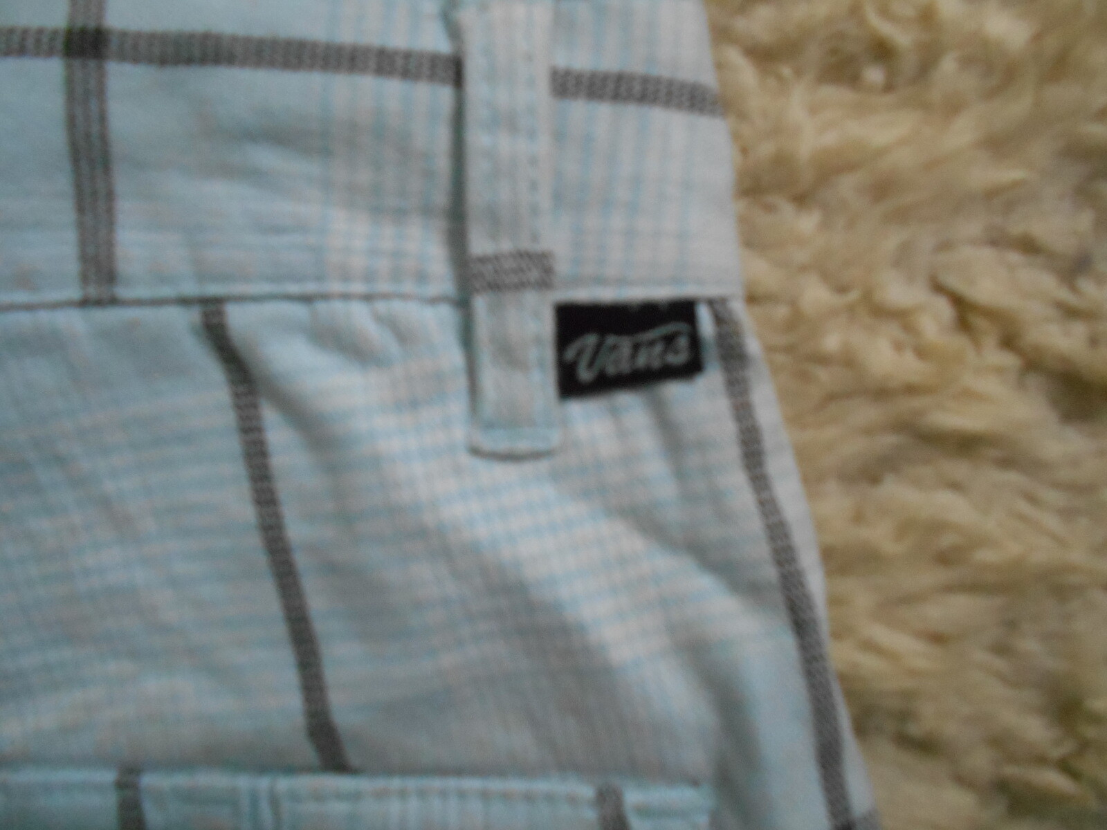 Vans Light Blue/White/Grey Checked Cotton Long Shorts - 9 (Junior Size)/UK8 image 9
