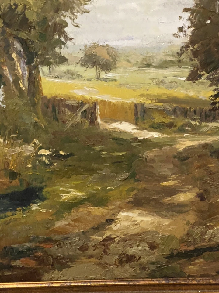 Large Canvas Landscape Painting Beautifully Framed - Country River Scene 34x44 - Image 4 of 4