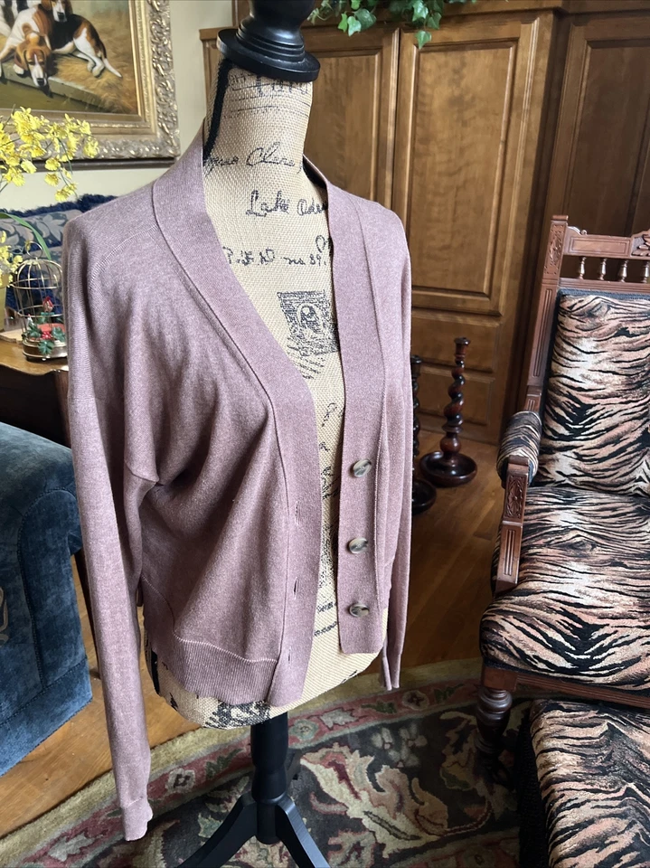 "Cárdigan suéter Stella Mccartney rosa polvoriento algodón lana seda 38 M L 44"" 19""" Foto 2 de 4