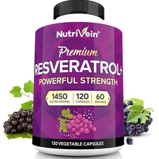 Nutrivein Resveratrol 1450mg - 120 Capsules - Anti-Aging Antioxidant Supplement