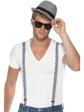 Smiffys Ska Two Tone Instant Kit, Black & White with Braces and Hat, 1980's Fanc