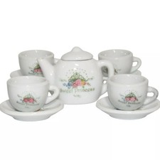 10 Piece Kids Miniature Ceramic Tea Set Service For 4