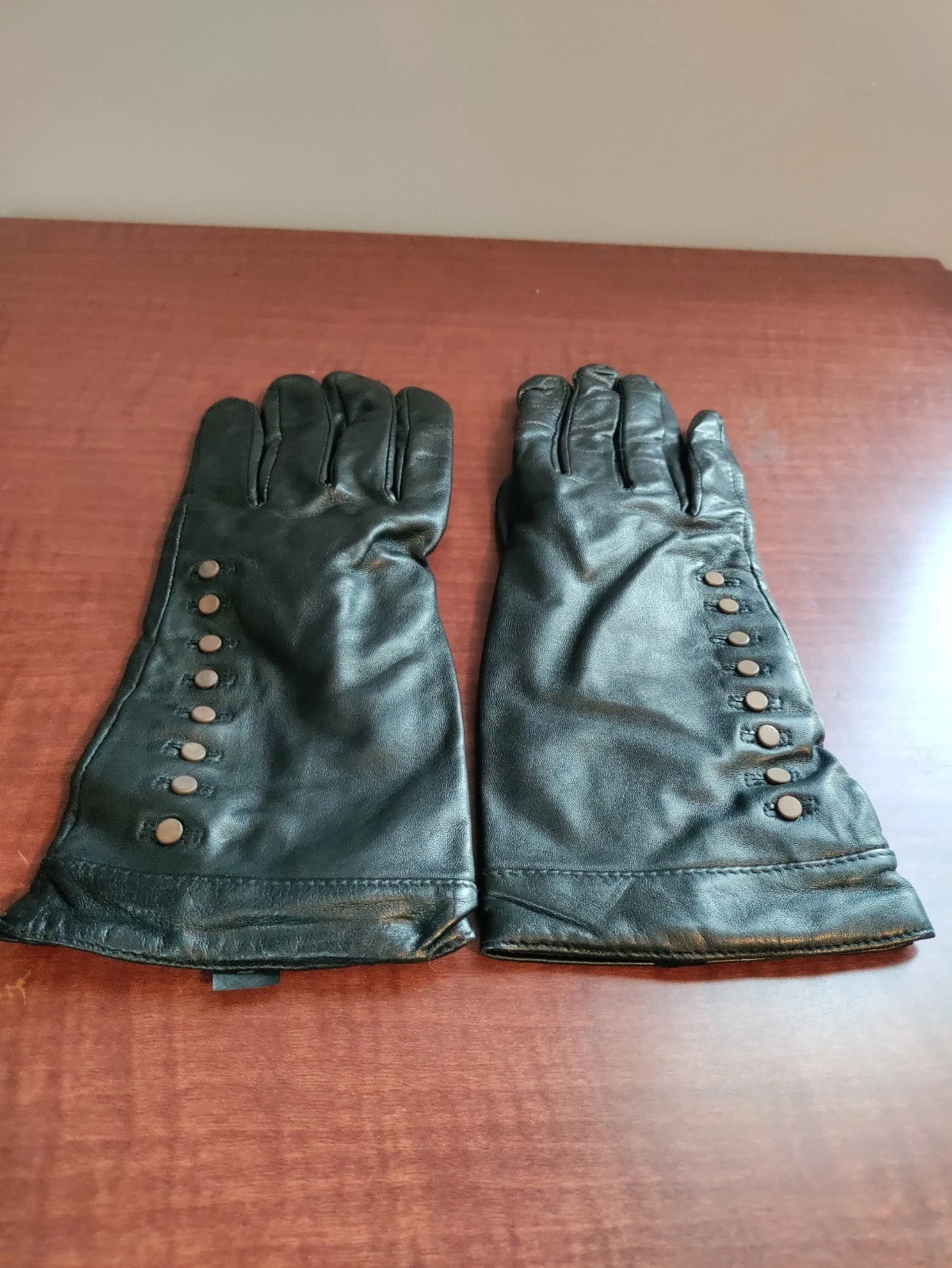 Willi Smith Black Leather Gloves with Cashmere Lining Women's Size Large