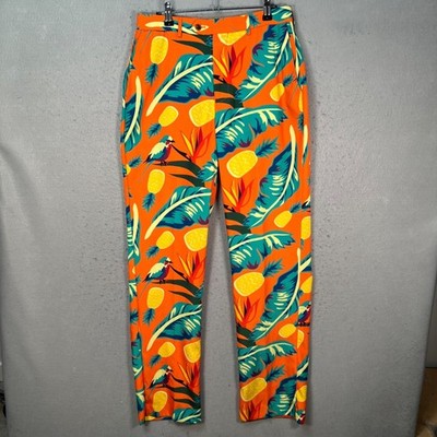 Shinesty Mens Size 34 x 34 Orange Tropical Pineapple Print Chino Dress Pants