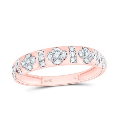 10 K Rotgold natürlicher Diamant 4 mm Stab 4 Blatt Kleeblatt Ring Jubiläum Band 1/6 Karat