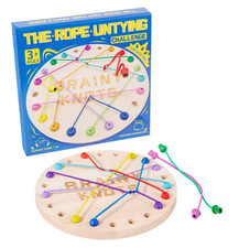 Wooden Montessori Rope Untying Puzzle Brain Teaser STEM Fine Motor Skill Game