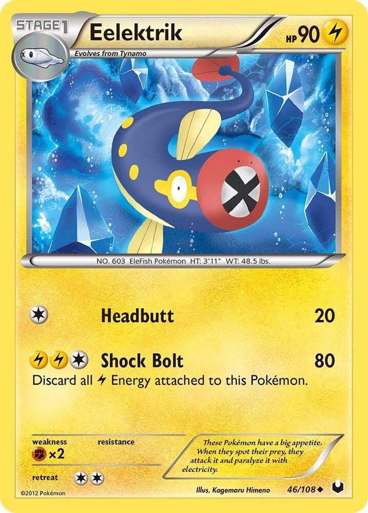 Pokémon TCG Eelektrik Dark Explorers 46/108 Uncommon NM/M Lightning EleFish