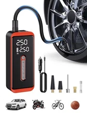 Portable 12V Electric Tire Inflator, 150PSI Air Pump with LED Light for Car, Bik