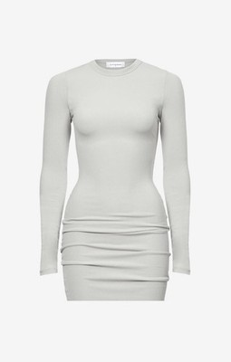 slim fit dress slacks The Luxe Rib High Neck Midi Dress - Stone - M