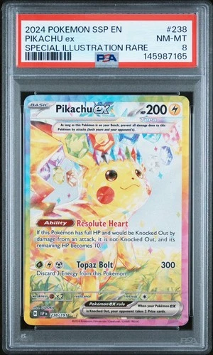 Pokémon Pikachu TCG Sv08: Surging Sparks EX Card 238/191 PSA 8