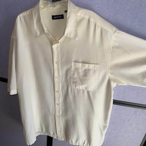 Puritan Mens Button Shirt Solid White 2XL Cotton Blend Short Sleeve Pocket - Picture 4 of 7