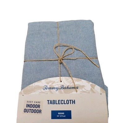 Tommy Bahama Easy Care Indoor Outdoor 70'' Round Tablecloth Blue New
