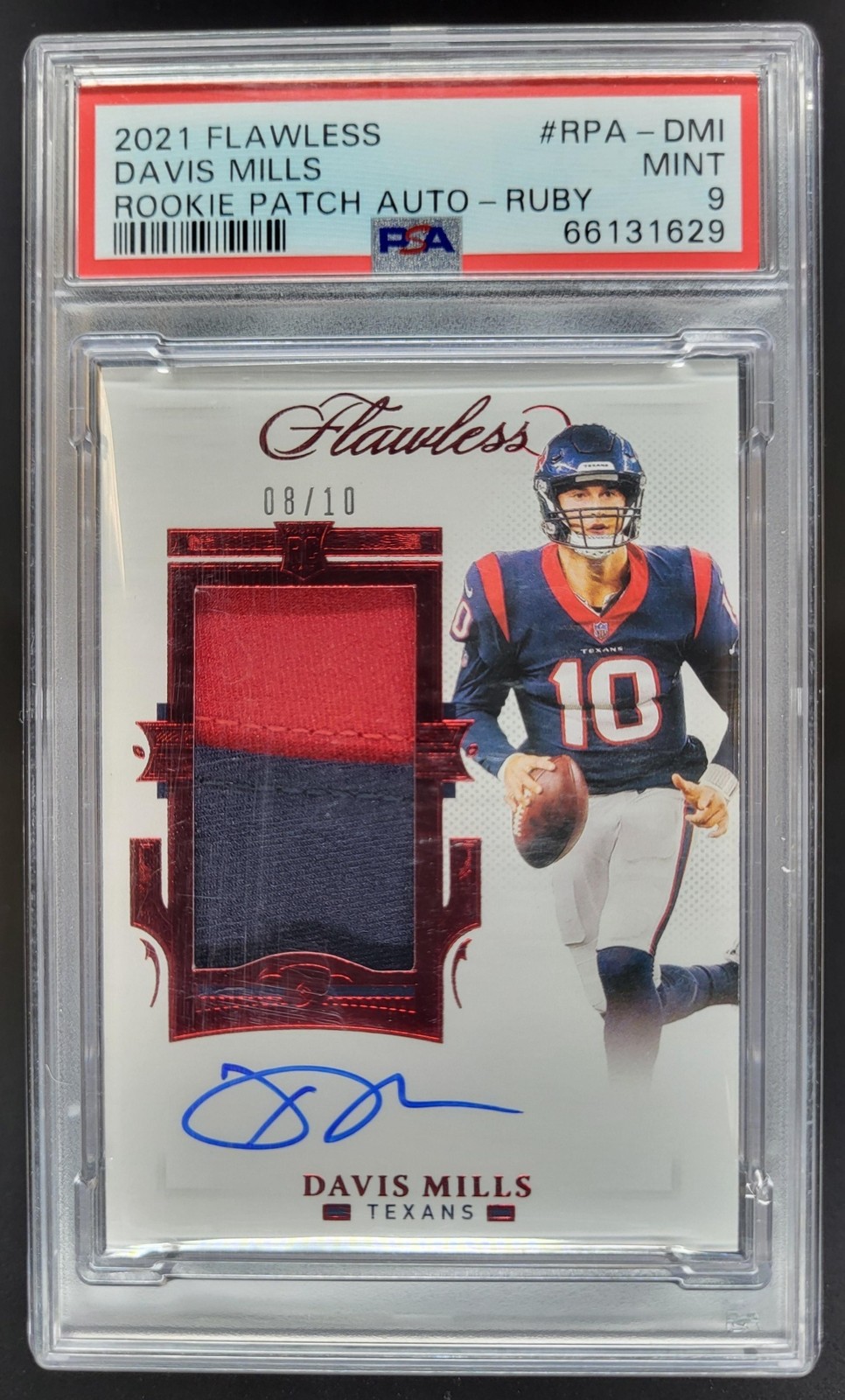 Davis Mills Panini Flawless Rookie Patch Autograph #RPADMI Ruby
